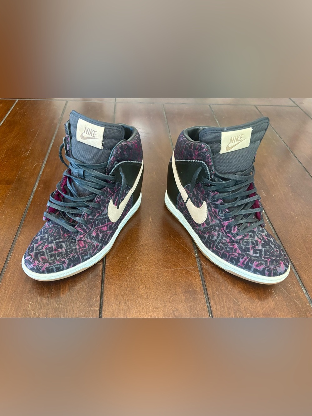 Nike Dunk Sky Hi Premium 'Purple Tribal' Hidden Wedge Sneakers - Women’s 8.5